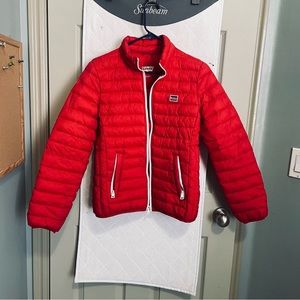Lewis Puffer Jacket RED  Packable Full Zip Quilted Small